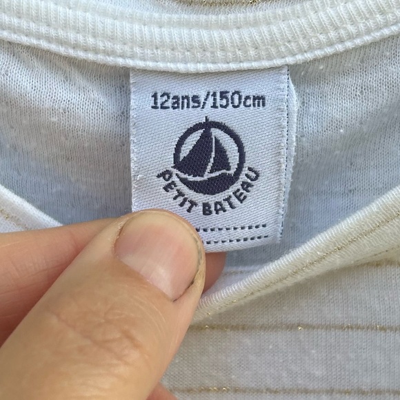 le petit bateau gold striped t shirt, size 12 - Picture 5 of 7
